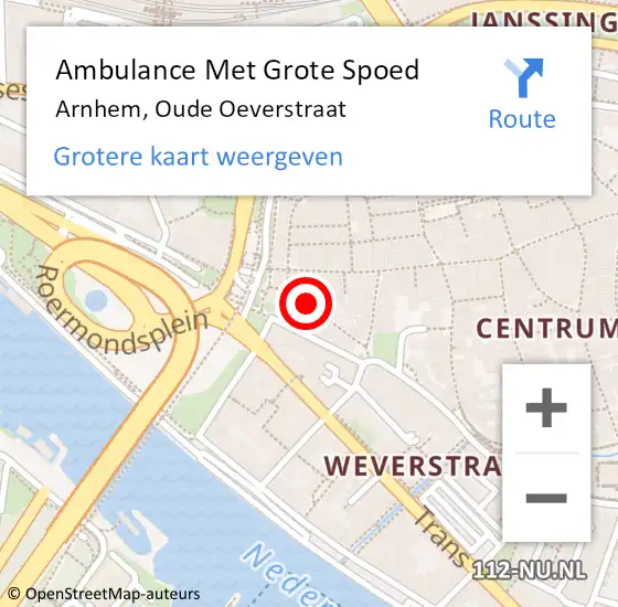 Locatie op kaart van de 112 melding: Ambulance Met Grote Spoed Naar Arnhem, Oude Oeverstraat op 10 mei 2015 11:44