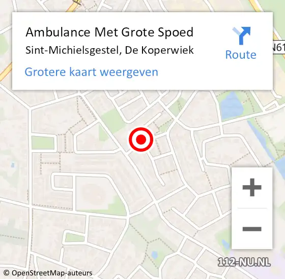 Locatie op kaart van de 112 melding: Ambulance Met Grote Spoed Naar Sint-Michielsgestel, De Koperwiek op 10 mei 2015 12:00