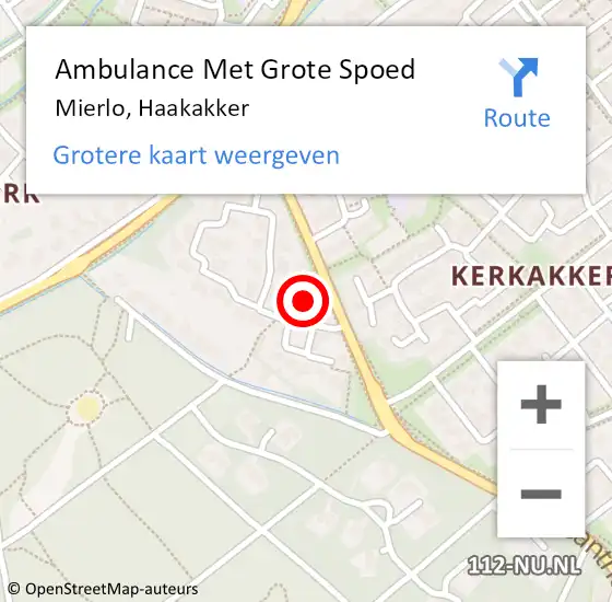 Locatie op kaart van de 112 melding: Ambulance Met Grote Spoed Naar Mierlo, Haakakker op 10 mei 2015 12:01