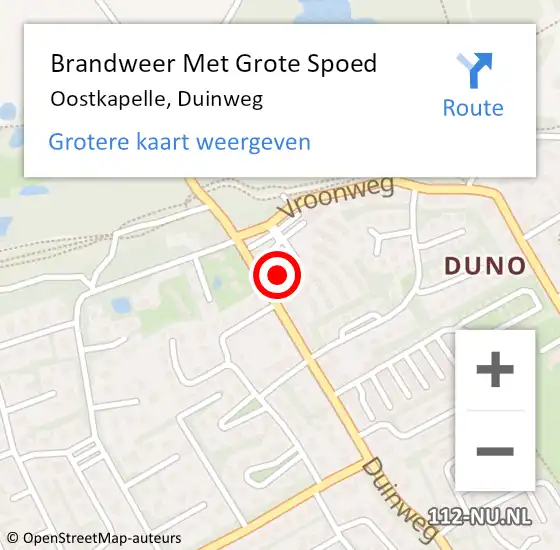 Locatie op kaart van de 112 melding: Brandweer Met Grote Spoed Naar Oostkapelle, Duinweg op 10 mei 2015 12:12