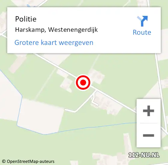 Locatie op kaart van de 112 melding: Politie Harskamp, Westenengerdijk op 10 mei 2015 12:26