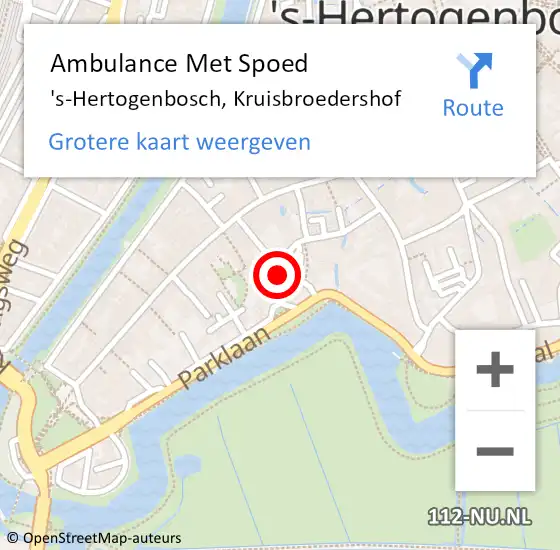 Locatie op kaart van de 112 melding: Ambulance Met Spoed Naar 's-Hertogenbosch, Kruisbroedershof op 10 mei 2015 14:18