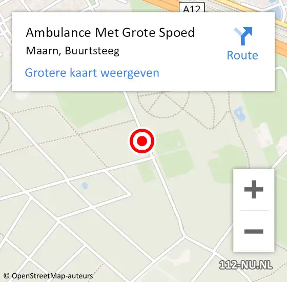 Locatie op kaart van de 112 melding: Ambulance Met Grote Spoed Naar Maarn, Buurtsteeg op 10 mei 2015 14:26