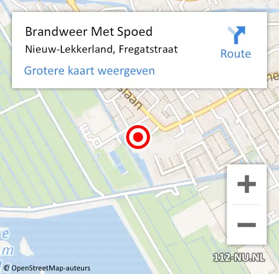 Locatie op kaart van de 112 melding: Brandweer Met Spoed Naar Nieuw-Lekkerland, Fregatstraat op 10 mei 2015 14:28