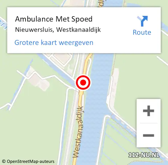 Locatie op kaart van de 112 melding: Ambulance Met Spoed Naar Nieuwersluis, Westkanaaldijk op 10 mei 2015 14:40