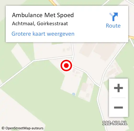 Locatie op kaart van de 112 melding: Ambulance Met Spoed Naar Achtmaal, Goirkesstraat op 10 mei 2015 14:58