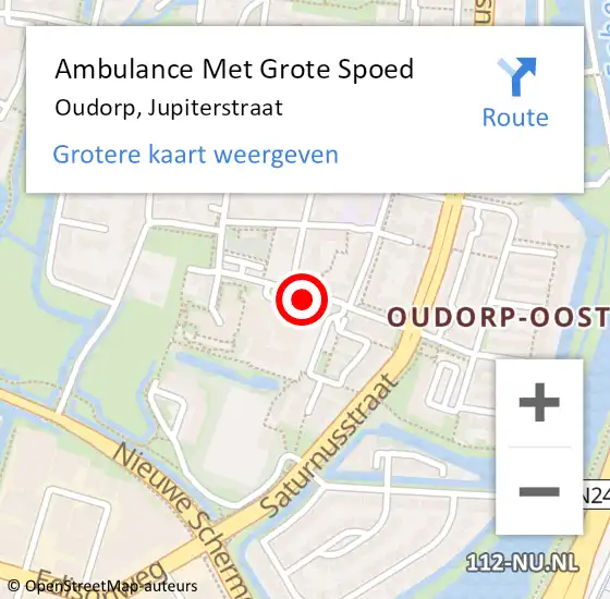 Locatie op kaart van de 112 melding: Ambulance Met Grote Spoed Naar Oudorp, Jupiterstraat op 10 mei 2015 15:17