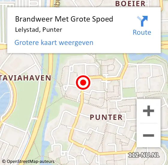 Locatie op kaart van de 112 melding: Brandweer Met Grote Spoed Naar Lelystad, Punter op 10 mei 2015 16:02