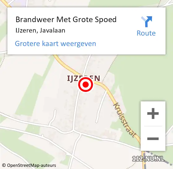 Locatie op kaart van de 112 melding: Brandweer Met Grote Spoed Naar IJzeren, Javalaan op 10 mei 2015 16:31