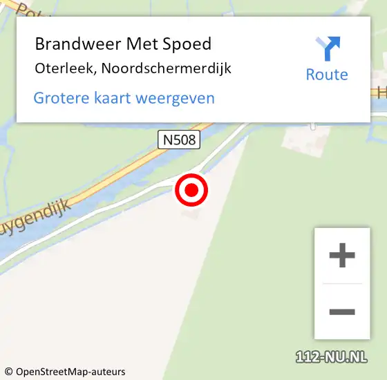 Locatie op kaart van de 112 melding: Brandweer Met Spoed Naar Oterleek, Noordschermerdijk op 10 mei 2015 17:17