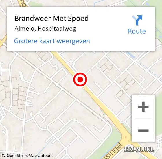 Locatie op kaart van de 112 melding: Brandweer Met Spoed Naar Almelo, Hospitaalweg op 10 mei 2015 17:54