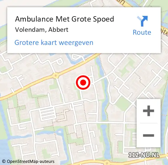 Locatie op kaart van de 112 melding: Ambulance Met Grote Spoed Naar Volendam, Abbert op 10 mei 2015 18:40