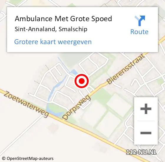 Locatie op kaart van de 112 melding: Ambulance Met Grote Spoed Naar Sint-Annaland, Smalschip op 10 mei 2015 21:03