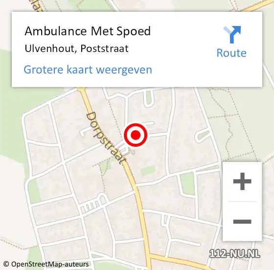 Locatie op kaart van de 112 melding: Ambulance Met Spoed Naar Ulvenhout, Poststraat op 10 mei 2015 22:06