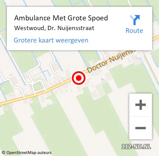 Locatie op kaart van de 112 melding: Ambulance Met Grote Spoed Naar Westwoud, Dr. Nuijensstraat op 10 mei 2015 22:18