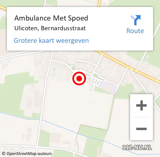 Locatie op kaart van de 112 melding: Ambulance Met Spoed Naar Ulicoten, Bernardusstraat op 10 mei 2015 23:10