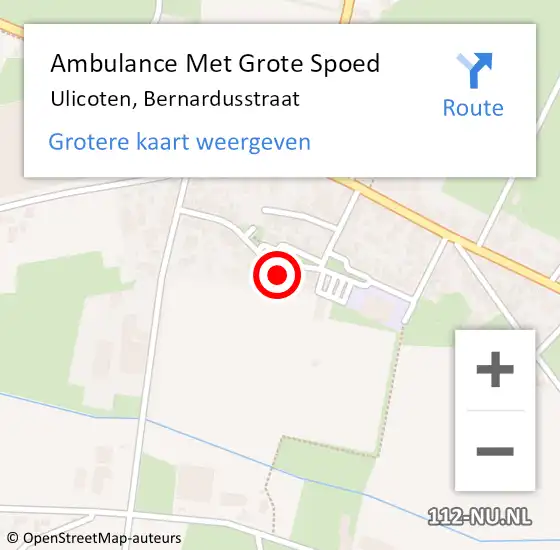 Locatie op kaart van de 112 melding: Ambulance Met Grote Spoed Naar Ulicoten, Bernardusstraat op 10 mei 2015 23:11