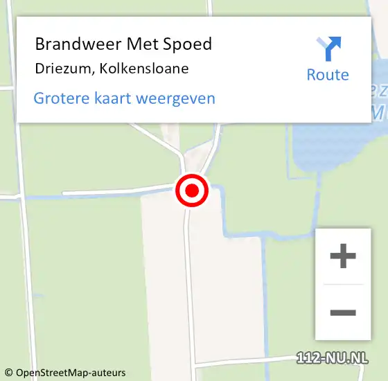 Locatie op kaart van de 112 melding: Brandweer Met Spoed Naar Driezum, Kolkensloane op 10 mei 2015 23:17