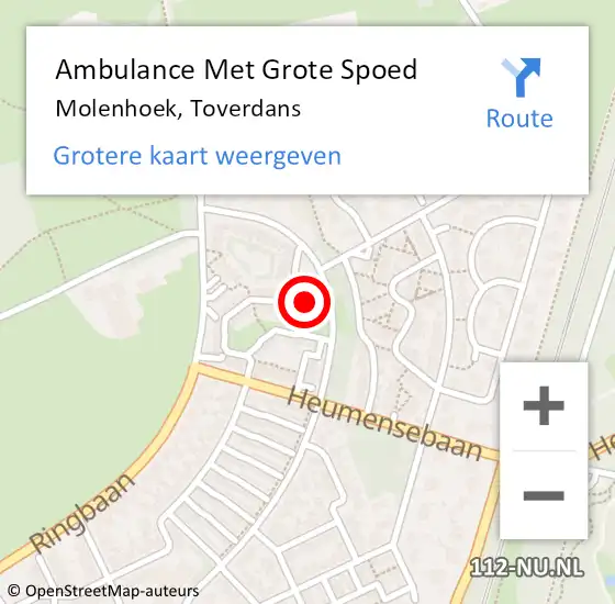 Locatie op kaart van de 112 melding: Ambulance Met Grote Spoed Naar Molenhoek, Toverdans op 10 mei 2015 23:41