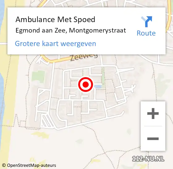 Locatie op kaart van de 112 melding: Ambulance Met Spoed Naar Egmond aan Zee, Montgomerystraat op 11 mei 2015 07:34