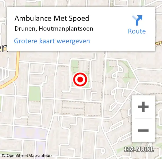 Locatie op kaart van de 112 melding: Ambulance Met Spoed Naar Drunen, Houtmanplantsoen op 11 mei 2015 09:29