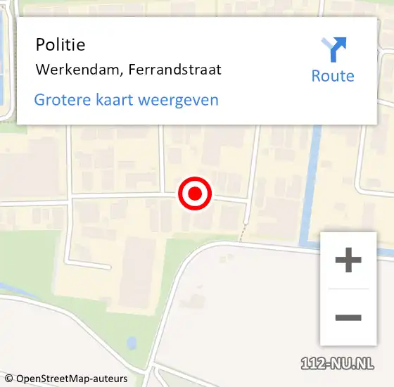 Locatie op kaart van de 112 melding: Politie Werkendam, Ferrandstraat op 7 november 2013 12:32