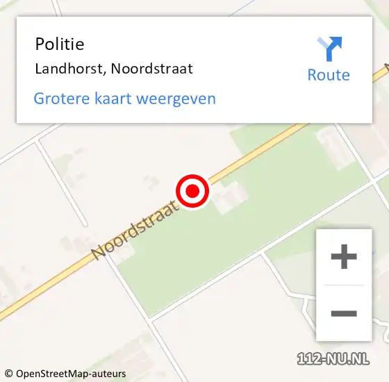 Locatie op kaart van de 112 melding: Politie Landhorst, Noordstraat op 11 mei 2015 11:13