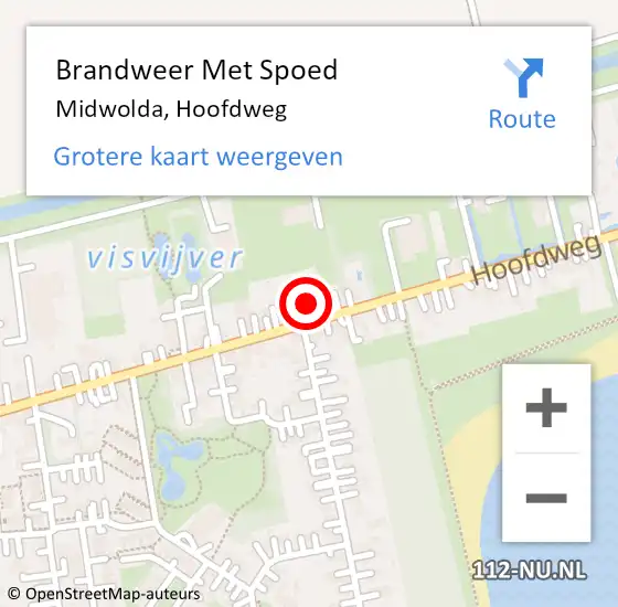 Locatie op kaart van de 112 melding: Brandweer Met Spoed Naar Midwolda, Hoofdweg op 11 mei 2015 11:26