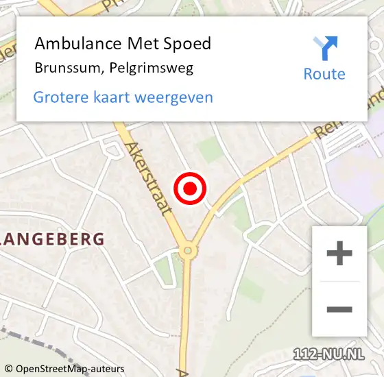 Locatie op kaart van de 112 melding: Ambulance Met Spoed Naar Brunssum, Pelgrimsweg op 11 mei 2015 11:45