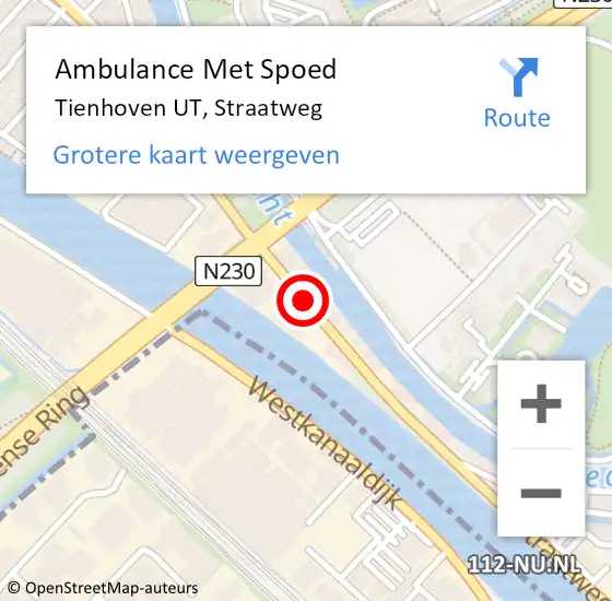 Locatie op kaart van de 112 melding: Ambulance Met Spoed Naar Tienhoven UT, Straatweg op 11 mei 2015 11:51