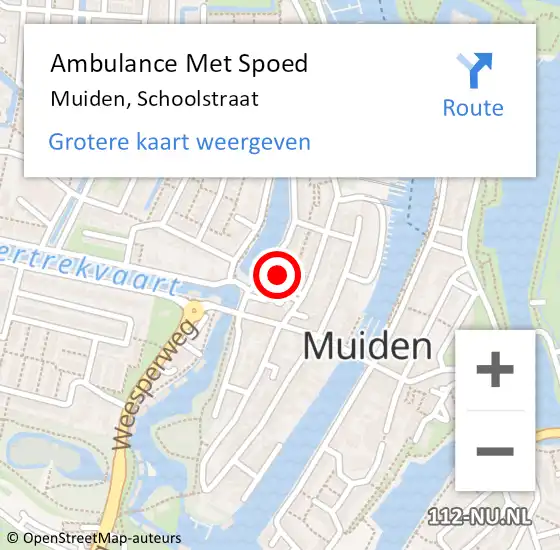 Locatie op kaart van de 112 melding: Ambulance Met Spoed Naar Muiden, Schoolstraat op 11 mei 2015 13:18