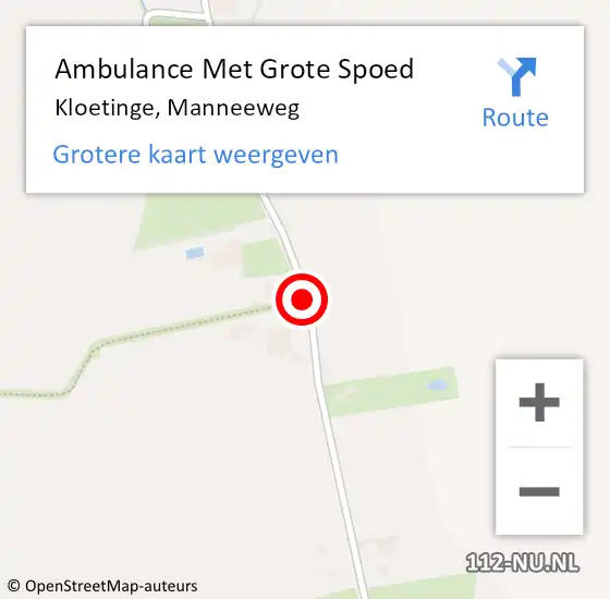 Locatie op kaart van de 112 melding: Ambulance Met Grote Spoed Naar Kloetinge, Manneeweg op 11 mei 2015 13:43