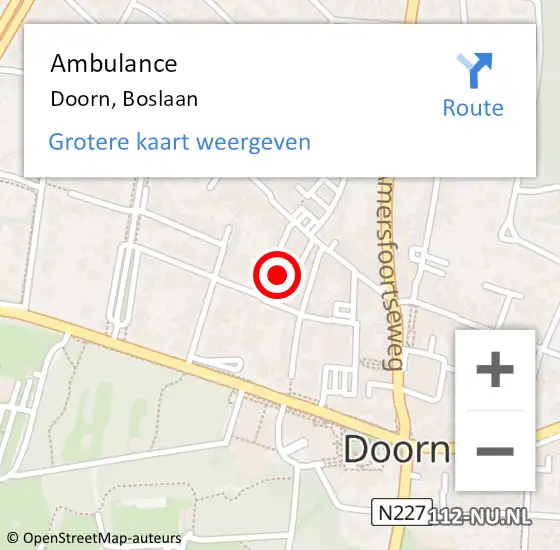 Locatie op kaart van de 112 melding: Ambulance Doorn, Boslaan op 11 mei 2015 14:36