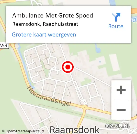 Locatie op kaart van de 112 melding: Ambulance Met Grote Spoed Naar Raamsdonk, Raadhuisstraat op 11 mei 2015 14:36