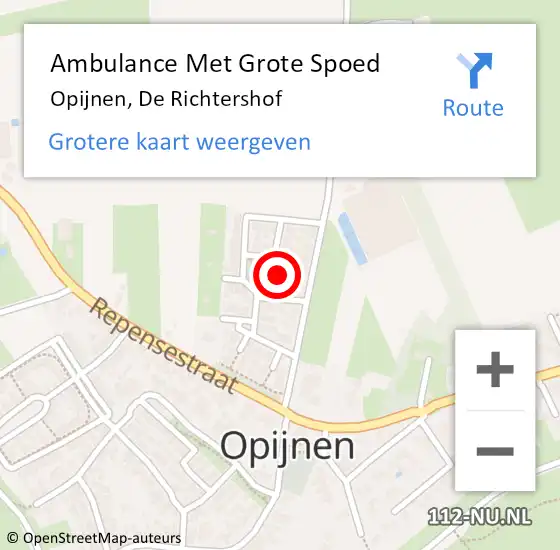 Locatie op kaart van de 112 melding: Ambulance Met Grote Spoed Naar Opijnen, De Richtershof op 11 mei 2015 14:36