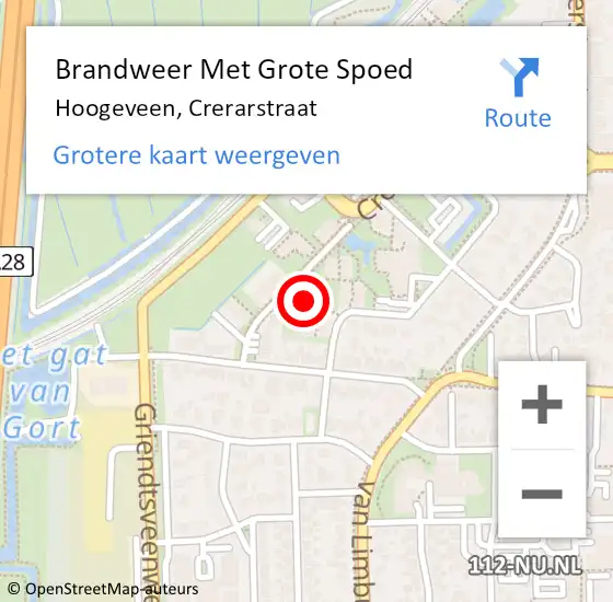 Locatie op kaart van de 112 melding: Brandweer Met Grote Spoed Naar Hoogeveen, Crerarstraat op 11 mei 2015 14:53