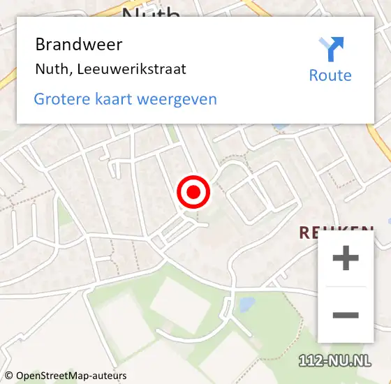 Locatie op kaart van de 112 melding: Brandweer Nuth, Leeuwerikstraat op 11 mei 2015 15:25