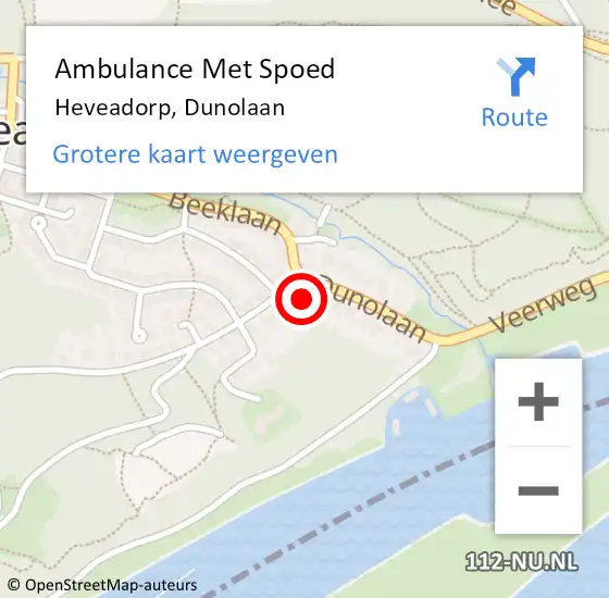 Locatie op kaart van de 112 melding: Ambulance Met Spoed Naar Heveadorp, Dunolaan op 7 november 2013 13:03