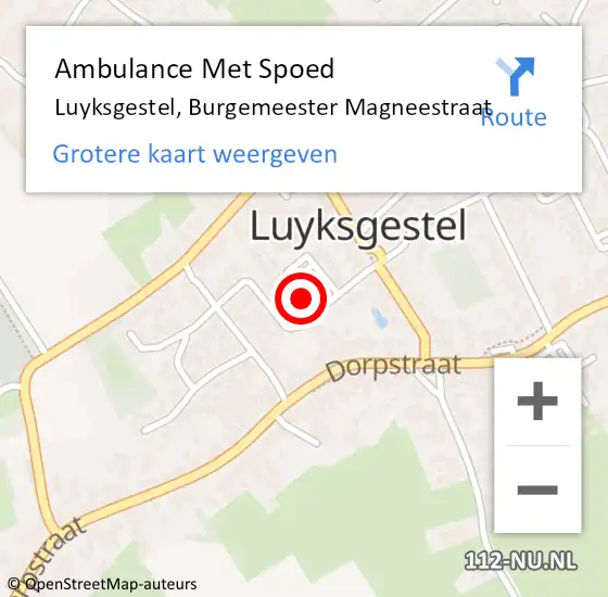 Locatie op kaart van de 112 melding: Ambulance Met Spoed Naar Luyksgestel, Burgemeester Magneestraat op 11 mei 2015 17:16