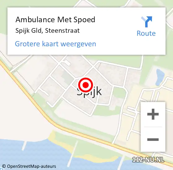 Locatie op kaart van de 112 melding: Ambulance Met Spoed Naar Spijk Gld, Steenstraat op 11 mei 2015 17:40