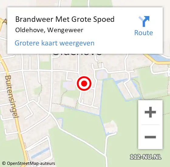 Locatie op kaart van de 112 melding: Brandweer Met Grote Spoed Naar Oldehove, Wengeweer op 11 mei 2015 18:04