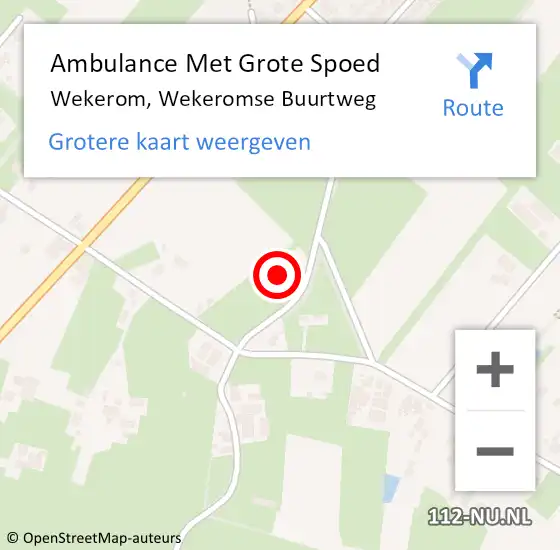 Locatie op kaart van de 112 melding: Ambulance Met Grote Spoed Naar Wekerom, Wekeromse Buurtweg op 11 mei 2015 19:02