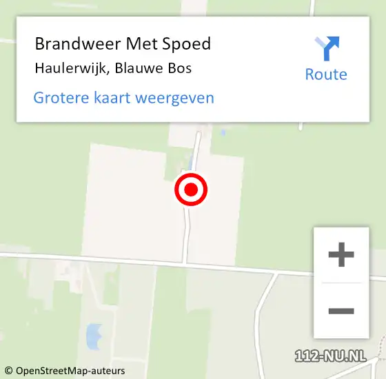 Locatie op kaart van de 112 melding: Brandweer Met Spoed Naar Haulerwijk, Blauwe Bos op 11 mei 2015 19:49