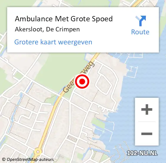 Locatie op kaart van de 112 melding: Ambulance Met Grote Spoed Naar Akersloot, De Crimpen op 12 september 2013 07:43