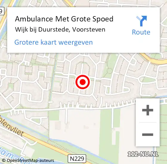 Locatie op kaart van de 112 melding: Ambulance Met Grote Spoed Naar Wijk bij Duurstede, Voorsteven op 11 mei 2015 21:09