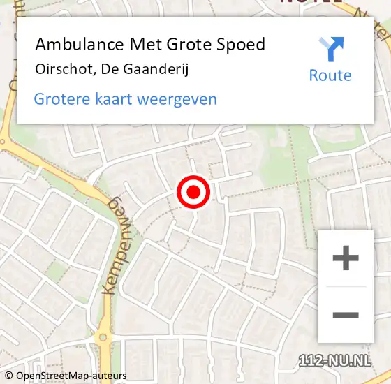 Locatie op kaart van de 112 melding: Ambulance Met Grote Spoed Naar Oirschot, De Gaanderij op 11 mei 2015 22:34