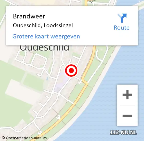 Locatie op kaart van de 112 melding: Brandweer Oudeschild, Loodssingel op 11 mei 2015 22:36