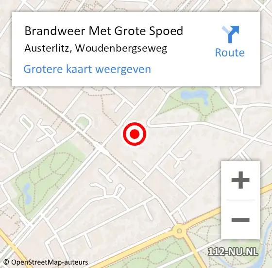 Locatie op kaart van de 112 melding: Brandweer Met Grote Spoed Naar Austerlitz, Woudenbergseweg op 11 mei 2015 23:36