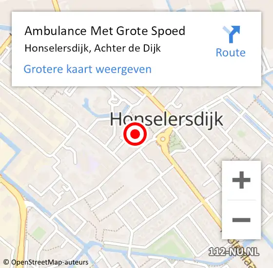 Locatie op kaart van de 112 melding: Ambulance Met Grote Spoed Naar Honselersdijk, Achter de Dijk op 11 mei 2015 23:53