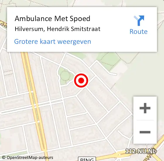 Locatie op kaart van de 112 melding: Ambulance Met Spoed Naar Hilversum, Hendrik Smitstraat op 12 mei 2015 00:16
